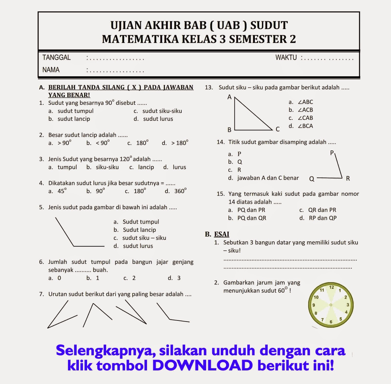 10 Rahasia Belajar Cepat dengan Contoh Soal Kelas 3 SD Matematika dan Gambarnya Lengkap