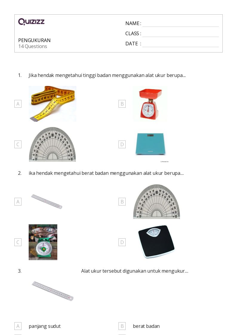 50 lembar kerja Satuan pengukuran untuk Kelas 3 di Quizizz Gratis