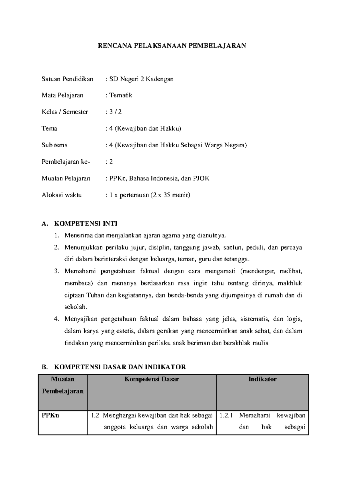RPP Tematik Kelas 3 SD Kewajiban dan Hak Warga Negara Tema 4 - Studocu RPP Tematik Kelas 3 SD Kewajiban dan Hak Warga Negara Tema 4 - Studocu