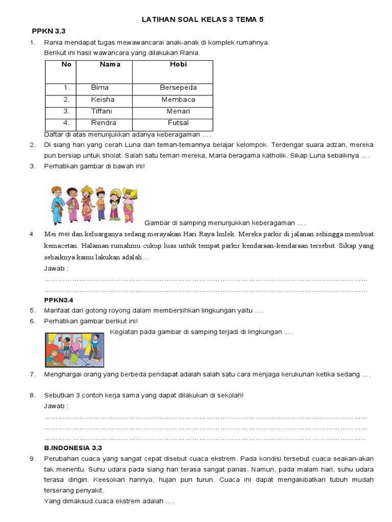 Mengasah Pemahaman Contoh Soal Kelas 3 Tema 3 Subtema 2 Benda di Mengasah Pemahaman Contoh Soal Kelas 3 Tema 3 Subtema 2 Benda di