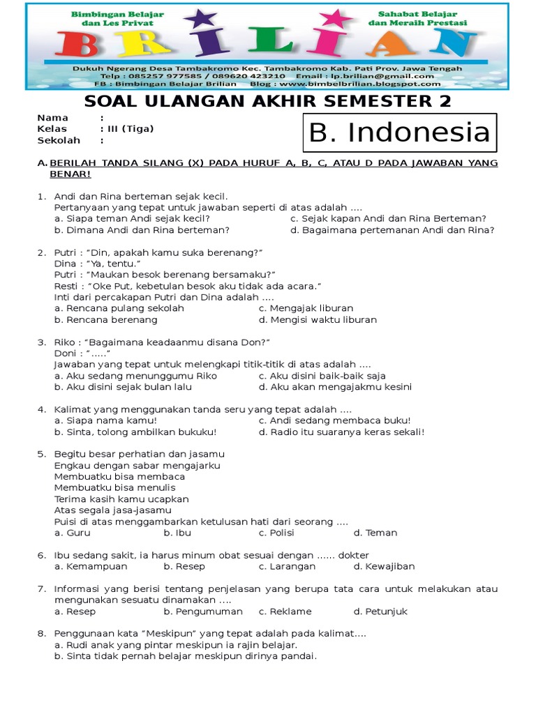 7 Rahasia Latihan Soal Efektif Menggantikan Contoh Soal Kelas 3 SD Semester 2 Tahun 2018