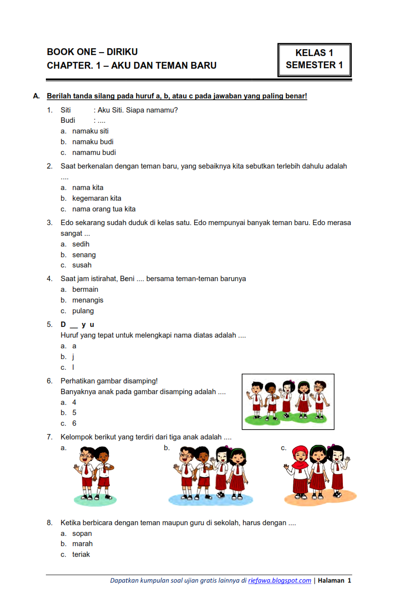 7 Rahasia Nilai Sempurna dengan Contoh Soal Kelas 3 SD Semester 1 Kurikulum 2013 Terbaru