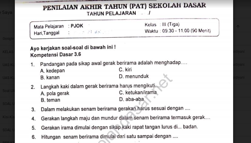 Soal Pjok Kelas 3 Dalchaebi Soal Pjok Kelas 3 Dalchaebi