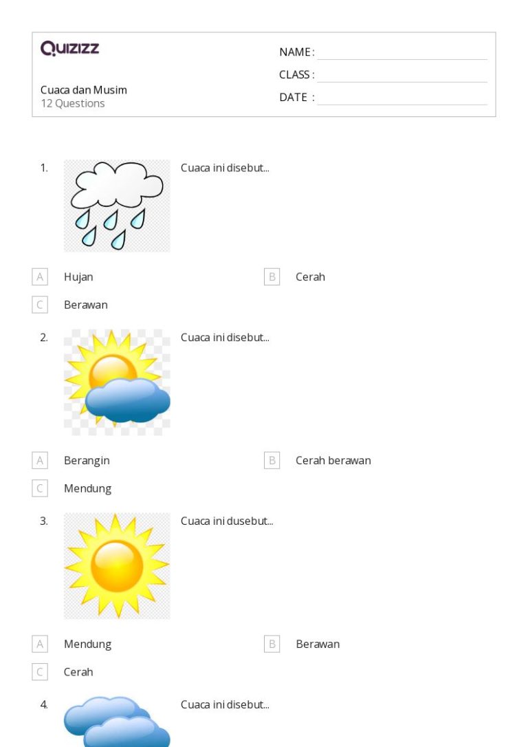 contoh soal kelas 3 sd surat cuaca