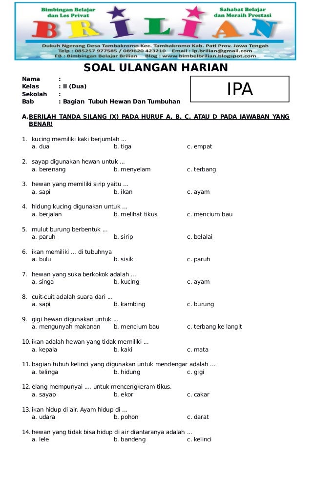 37 Soal IPA Kelas 2 SD Semester 2 PDF: Bocoran PAT 2026 yang Wajib Dipelajari