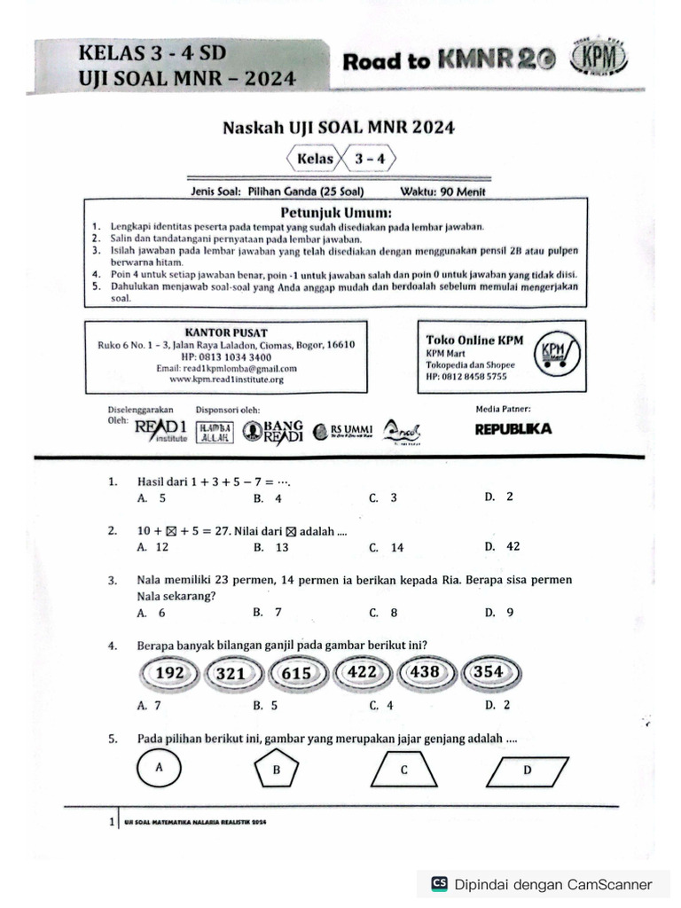 Contoh Uji Soal KMNR Kls 3-4 PDF