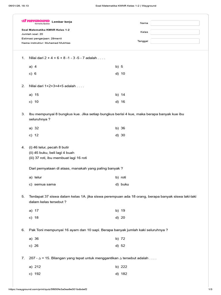 5 Contoh Soal KMNR Kelas 2 SD Terbaru untuk UAS 2026, Wajib Latihan Sekarang