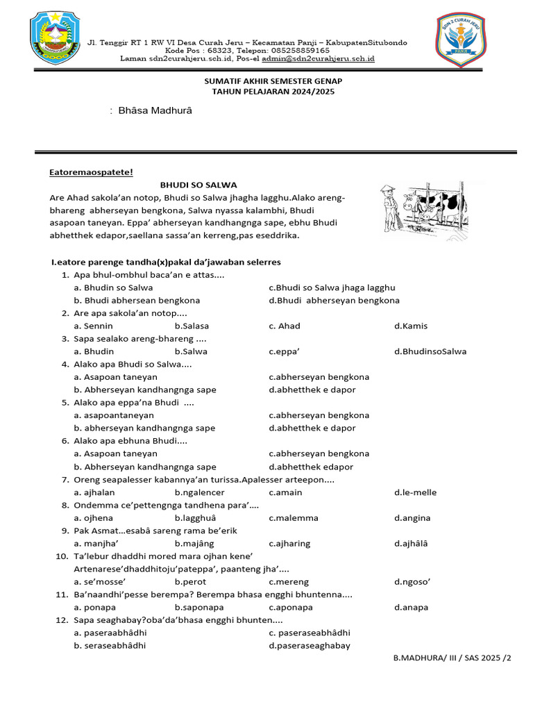 Rahasia Membuat Soal Bahasa Madura Kelas 3 Semester 2 yang Benar, Wajib Tahu 2026