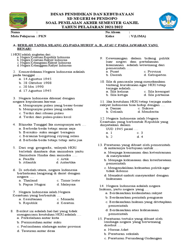 Wajib Tahu 7 Trik Membuat Soal Pkn Kelas 9 Semester 2 Beserta Jawabannya Kurikulum 2013 yang Benar