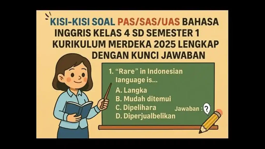 5 Contoh Kisi-Kisi Soal Bahasa Inggris Kelas 4 SD yang Wajib Dikuasai Siswa di 2026