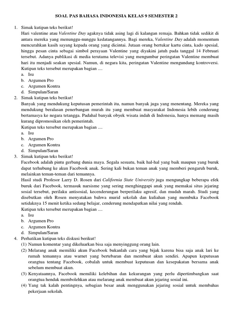 7 Langkah Menguasai contoh soal bahasa indonesia kelas 9 kurikulum 2013 semester 2