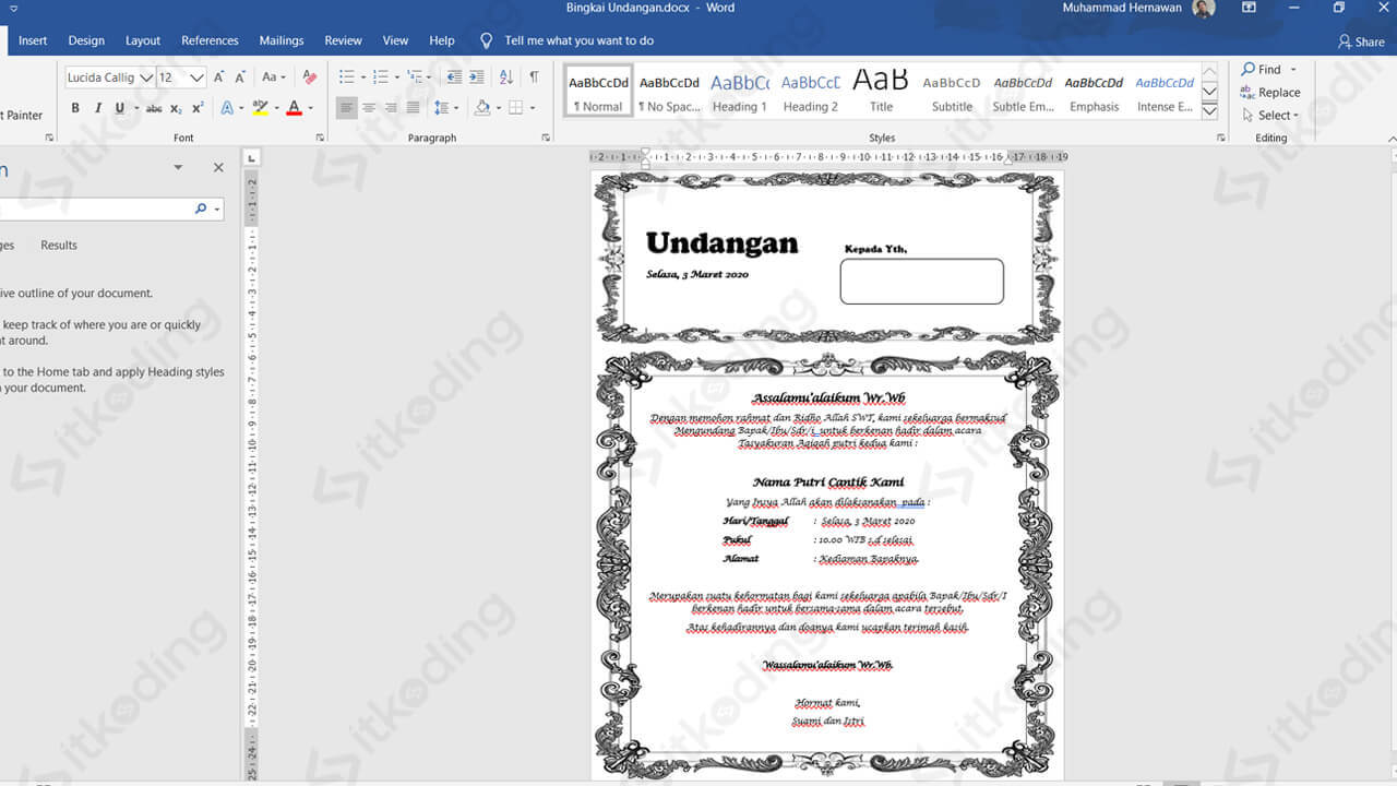 frame undangan tahlil