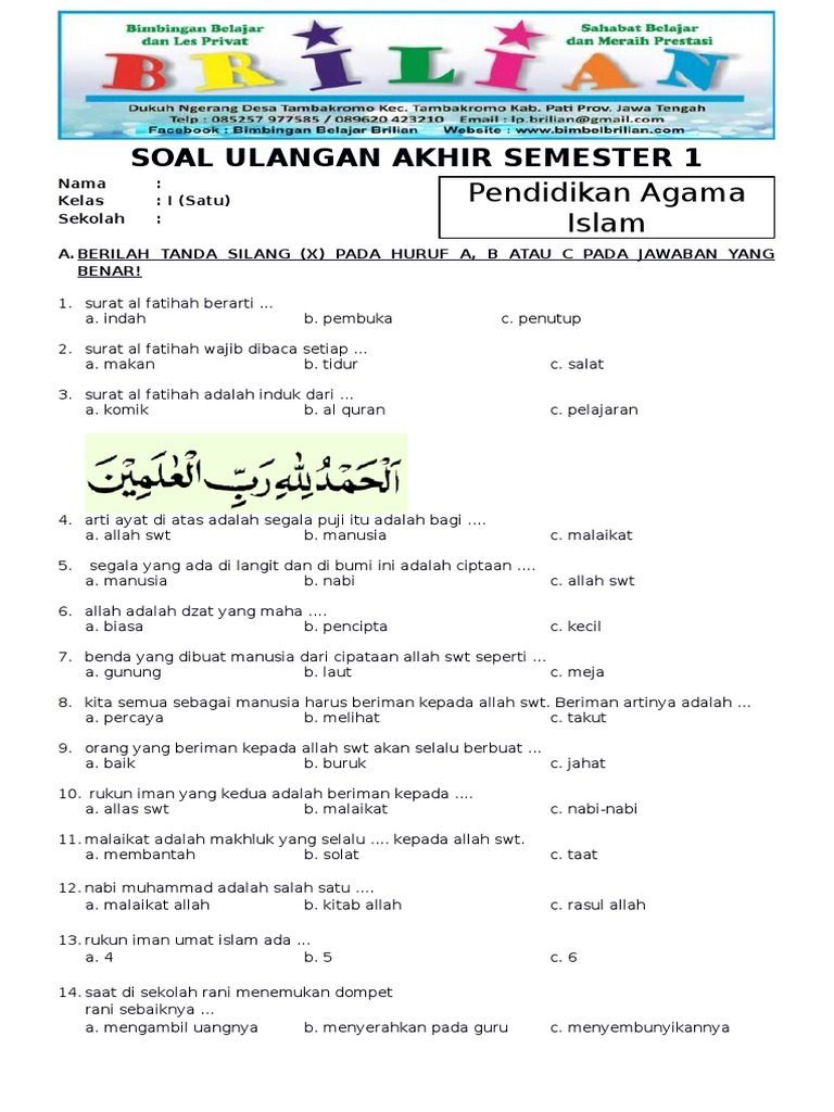 Contoh Soal Ujian Kenaikan Kelas 1-5 Agama Terbaru 2026, Siswa Wajib Tahu Agar Lulus Nilai Tinggi