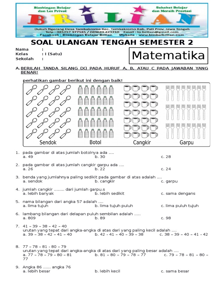 Terbukti! Contoh soal ujian matetatika semester 2 kelas 1 sd yang Bikin Anak Sukses Cepat