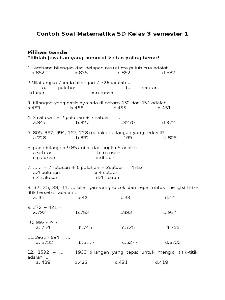 Terbukti Mudah! Contoh Soal Ujian Matematika Semester 1 Kelas 3 SD Rata‑Rata Median Modus