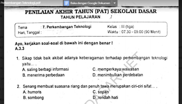 7 Rahasia Contoh Soal UTS Kelas 3 SD KTSP 2018 yang Wajib Diketahui Guru di Tahun 2026