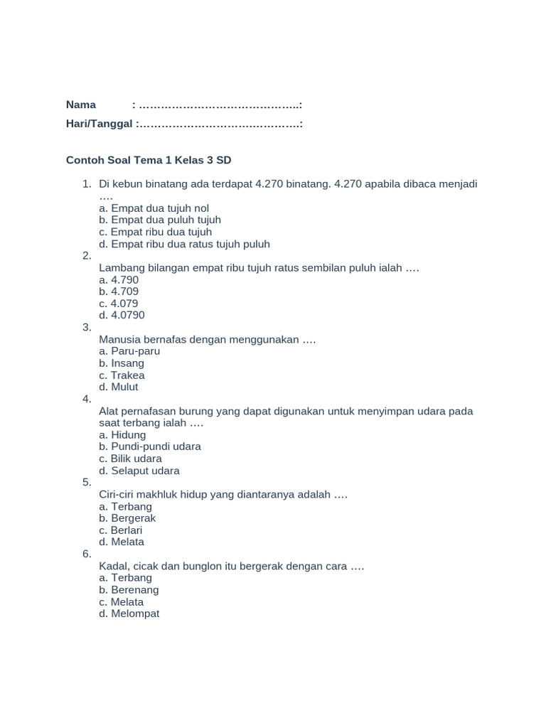 Terbukti! Contoh soal UTS kelas 3 tema 1 tiga serangkai jadi rahasia taktik tim Liga 1 Terbukti! Contoh soal UTS kelas 3 tema 1 tiga serangkai jadi rahasia taktik tim Liga 1
