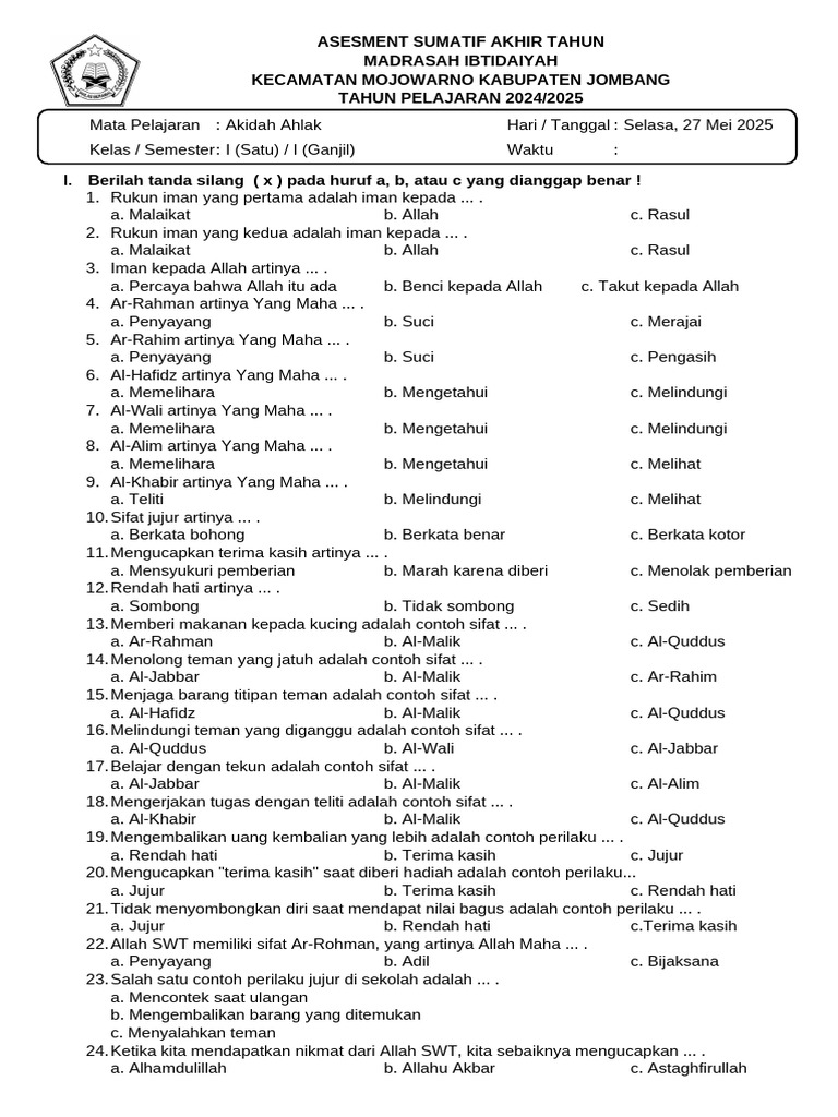 5 Rahasia Menjawab Soal Aqidah Akhlak Untuk MI Kelas 1 Semester 2 Agar Nilai Sempurna 5 Rahasia Menjawab Soal Aqidah Akhlak Untuk MI Kelas 1 Semester 2 Agar Nilai Sempurna