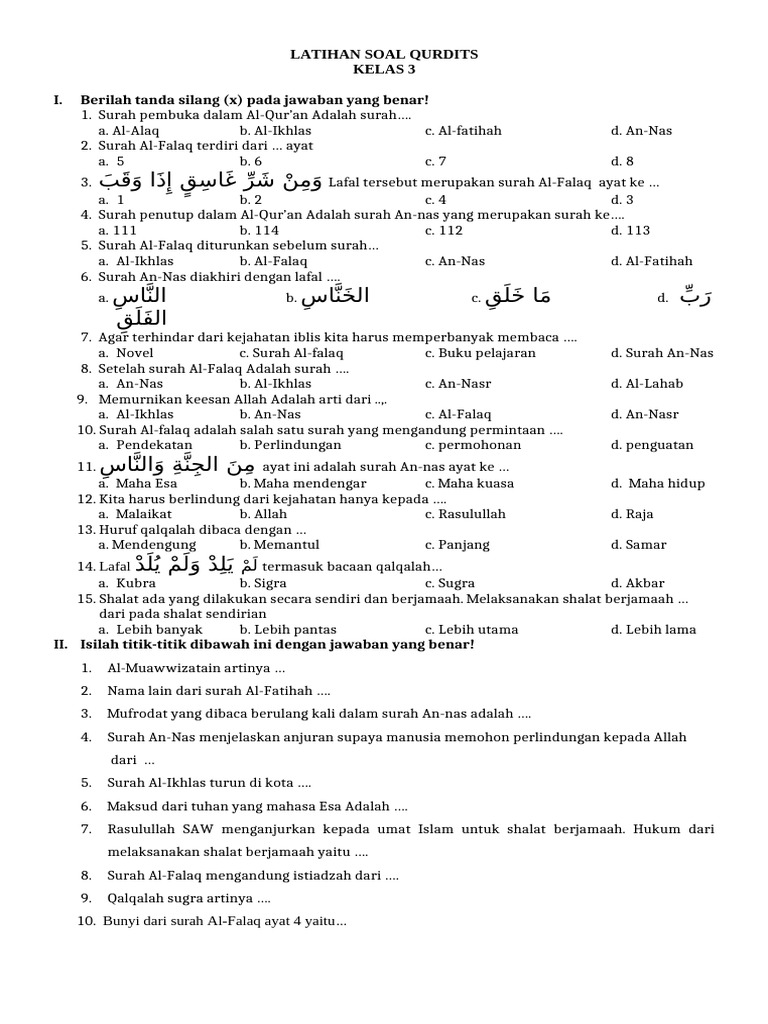 7 Contoh Soal Qurdist Kelas 3 SD At Tin yang Wajib Kamu Tahu Sebelum Ujian 7 Contoh Soal Qurdist Kelas 3 SD At Tin yang Wajib Kamu Tahu Sebelum Ujian