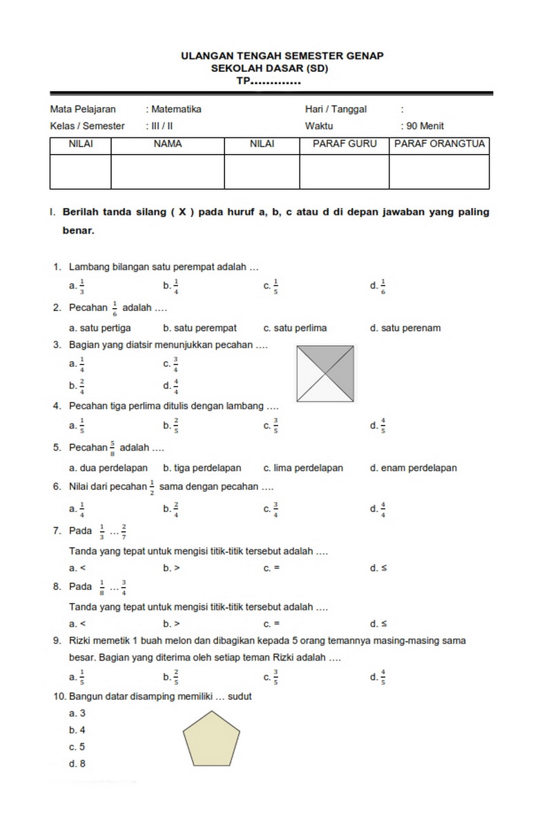 Wajib Tahu! Kumpulan Contoh Soal UTS Kelas 3 MI Semester Genap Terbaru Tahun Ini Wajib Tahu! Kumpulan Contoh Soal UTS Kelas 3 MI Semester Genap Terbaru Tahun Ini