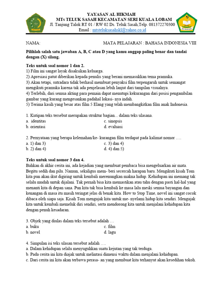 Wajib Tahu Rahasia Menjawab soal akhir semester 2 bahasa indonesia kelas 8 agar Nilai Maksimal Wajib Tahu Rahasia Menjawab soal akhir semester 2 bahasa indonesia kelas 8 agar Nilai Maksimal